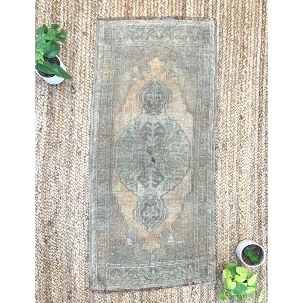 Vintage Handmade Boho Turkish Mini 2x3 Rug Faded